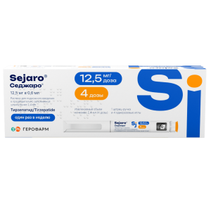 Купить  Седжаро 12,5 мг/доз 2,4 мл 1 шт раствор для подкожного введения шприц-ручка + 4 шт иглы