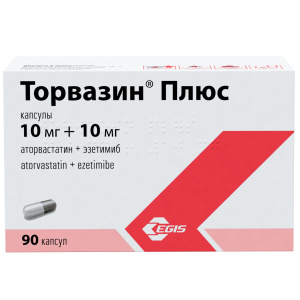 Купить  Торвазин Плюс капс 10мг+10мг №90