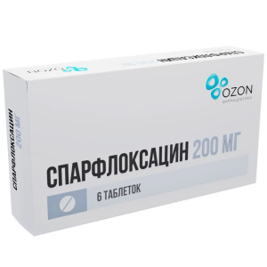 Купить  Спарфлоксацин таблетки покрытые пленочной оболочкой 200мг №6