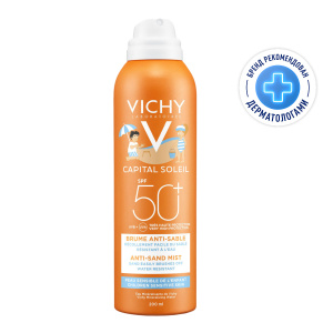 Купить  Vichy Capital Soleil Детский спрей-вуаль антипесок с очень высокой защитой UVB + UVA SPF 50+, 200мл