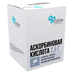 Купить  Аскорбиновая К-та пор д/р-ра д/внутр 2,5г №5