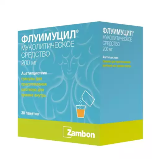 Купить  Флуимуцил 200 мг 30 шт гранулы для приготовления раствора для внутреннего применения