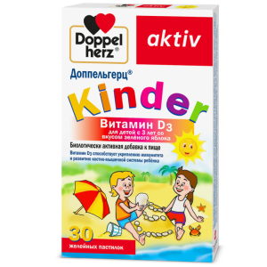 Доппельгерц Киндер Витамин Д3 пастилки жев №30 д/детей с 3х лет зелен яблоко Купить Доппельгерц Киндер Витамин Д3 пастилки жев №30 д/детей с 3х лет зелен яблоко