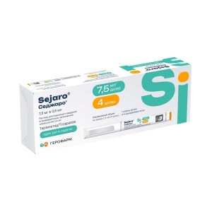 Купить  Седжаро р-р д/п/к введ 7,5 мг/доз 2,4 мл №1 шприц-ручка+игла №4