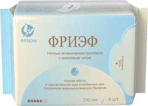 Купить  Фриэф  8 шт прокладки ночные с анионовым чипом 290 мм