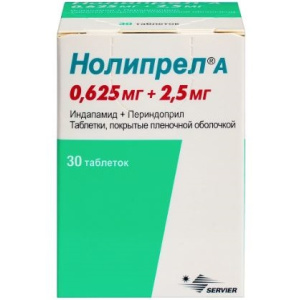 Купить  Нолипрел А 0,625 мг + 2,5 мг 30 шт таблетки покрытые пленочной оболочкой