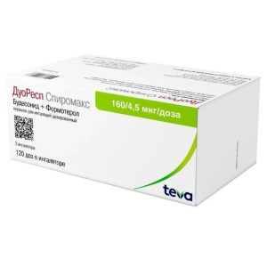 Дуоресп Спиромакс 160 мкг + 4.5 мкг/доза 120 ДОЗ 3 шт  порошок для ингаляций дозированный ингаляторы