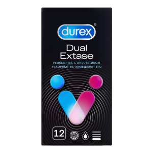 Купить  Durex Dual Extase презервативы с анестетиком 12 шт.