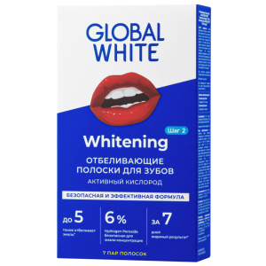 Global White полоски отбелив №7 активный кислород Купить Global White полоски отбелив №7 активный кислород