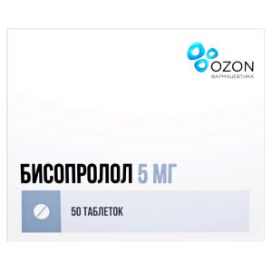 Купить  Бисопролол 5 мг 50 шт таблетки покрытые пленочной оболочкой