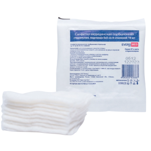 Купить  Evers Med Care 5 см х 5 см 10 шт салфетки медицинские сорбционные стерильные марлевые 8 сложений