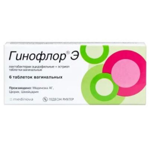 Купить  Гинофлор Э 6 шт таблетки вагинальные
