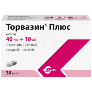 Купить  Торвазин Плюс 40 мг + 10 мг 30 шт капсулы