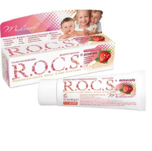 Купить  Rocs Medical Minerals гель для укрепления зубов для детей Клубника 45г 