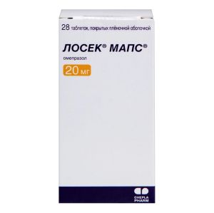 Лосек МАПС 20 мг 28 шт таблетки покрытые пленочной оболочкой Купить Лосек МАПС 20 мг 28 шт таблетки покрытые пленочной оболочкой