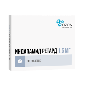 Купить  Индапамид Ретард 1,5 мг 30 шт таблетки с пролонгированным высвобождением покрытые пленочной оболочкой