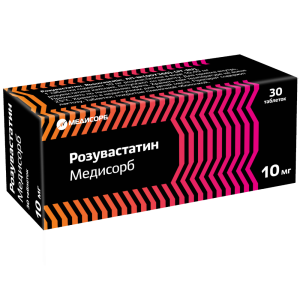 Розувастатин Медисорб 10 мг 30 шт таблетки покрытые пленочной оболочкой Купить Розувастатин Медисорб 10 мг 30 шт таблетки покрытые пленочной оболочкой