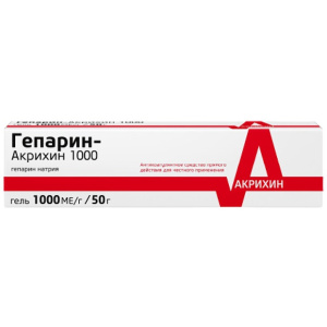 Купить  Гепарин-Акрихин 1000 гель д/наружн примен 1000МЕ/г 50г