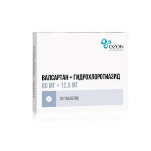 Валсартан+Гидрохлортиазид таб ппо 80мг+12,5мг №30