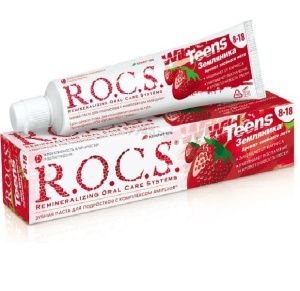Купить  Rocs Teens 8-18 лет зубная паста аромат знойного лета земляника 74г 