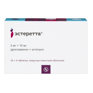 Купить  Эстеретта 3 мг + 15 мг 28 шт таблетки покрытые пленочной оболочкой
