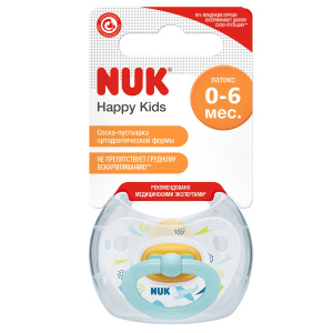 Нук Happy Kids пустышка латекс 0-6мес Купить Нук Happy Kids пустышка латекс 0-6мес