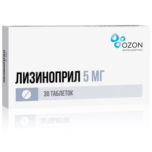 Лизиноприл таблетки 5мг №30 (Озон) Купить Лизиноприл таблетки 5мг №30 (Озон)