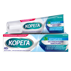 Купить  Корега Экстра Сильный крем для фиксации зубных протезов 40г мятный вкус