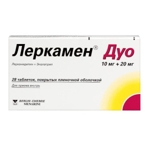 Купить  Леркамен Дуо 10 мг + 20 мг 28 шт таблетки покрытые пленочной оболочкой