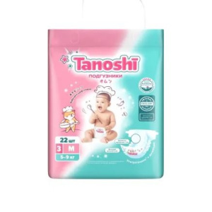 Купить  Таноши подгузники для детей р.M 22 шт 5-9 кг