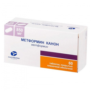 Купить  Метформин-Канон таб ппо 850мг №60 (Канонфарма/Радуга)