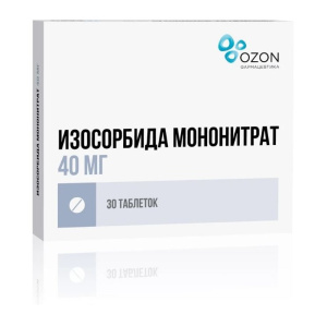 Купить  Изосорбида мононитрат 40 мг 30 шт таблетки с пролонгированным высвобождением покрытые пленочной оболочкой