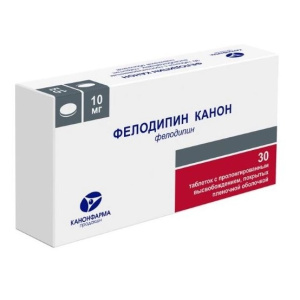 Купить  Фелодипин Канон 10 мг 30 шт таблетки с пролонгированным высвобождением покрытые пленочной оболочкой