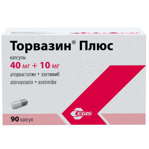 Купить  Торвазин Плюс 40 мг + 10 мг 90 шт капсулы