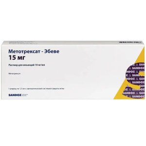 Купить  Метотрексат-Эбеве 10 мг/мл шприц 1,5 мл 1 шт раствор для инъекций с автоматической защитой иглы