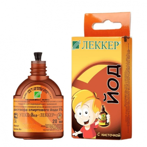 Купить  Йод-Леккер раствор спирт 5% фл 20мл с кистью