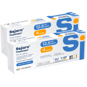 Купить  Набор 2 уп. Седжаро 12,5 мг/доз 2,4 мл 1 шприц-ручка + 4 иглы