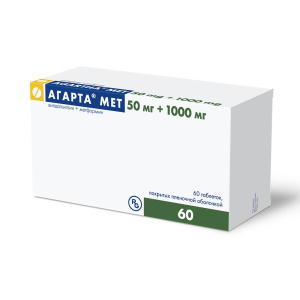 Купить  Агарта Мет таб ппо 50мг+1000мг №60