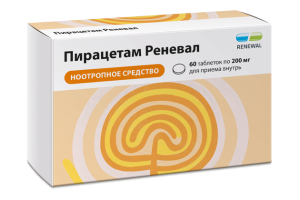Купить  Пирацетам Реневал 200 мг 60 шт таблетки покрытые пленочной оболочкой
