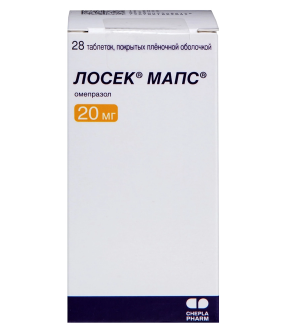 Купить  Лосек МАПС 20 мг 28 шт таблетки покрытые пленочной оболочкой