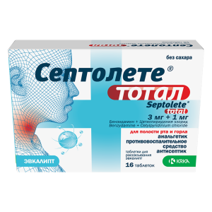 Купить  Септолете Тотал 16 шт таблетки для рассасывания эвкалипт