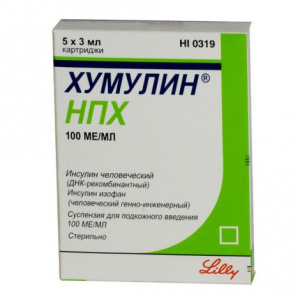 Хумулин НПХ суспензия д/п/к введ 100МЕ/мл 3мл №5 Купить Хумулин НПХ суспензия д/п/к введ 100МЕ/мл 3мл №5