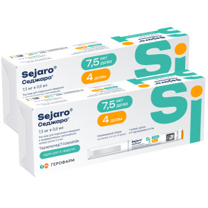 Купить  Набор 2 уп. Седжаро 7,5 мг/доз 2,4 мл 1 шприц-ручка + 4 иглы