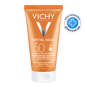 Купить  Vichy Capital Soleil DryTouch солнцезащитная матирующая эмульсия для лица SPF 50+, 50мл