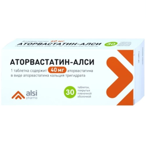 Купить  Аторвастатин-Алси 40 мг 30 шт таблетки покрытые пленочной оболочкой
