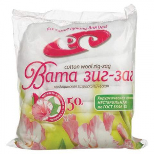 Купить  Вата хирург Зиг-Заг  50г
