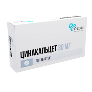 Цинакальцет таблетки покрытые пленочной оболочкой 30мг №28 Купить Цинакальцет таблетки покрытые пленочной оболочкой 30мг №28