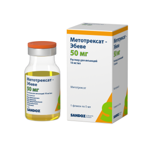 Купить  Метотрексат-Эбеве р-р д/ин 10мг/мл фл 5мл №1