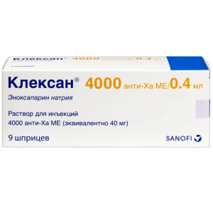 Купить  Клексан р-р д/ин 4тыс МЕ анти-Ха/0,4мл шпр 0,4мл №9