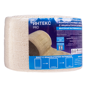 Купить  Бинт эласт Интекс Про 8 см X 5 м средней растяжимости с застежками с индикатором натяжения